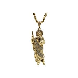 Large St Jude Pendant Necklace 24K Gold Filled Chain NEW
